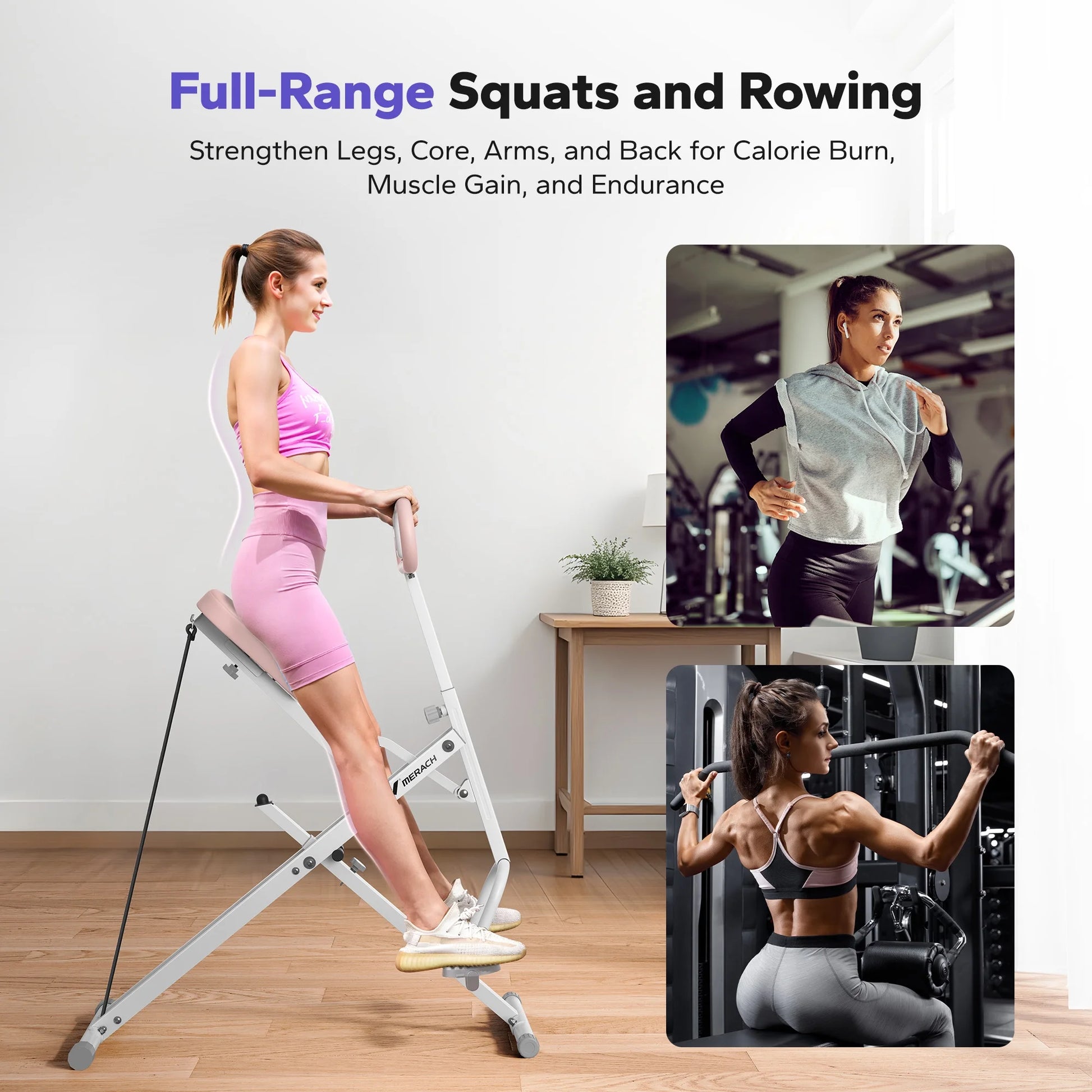 Adjustable Squat Assist Trainer Machine, 3 Tension Bands for Glutes & Quads Fitness - Home Gym Equipment for Strength Training