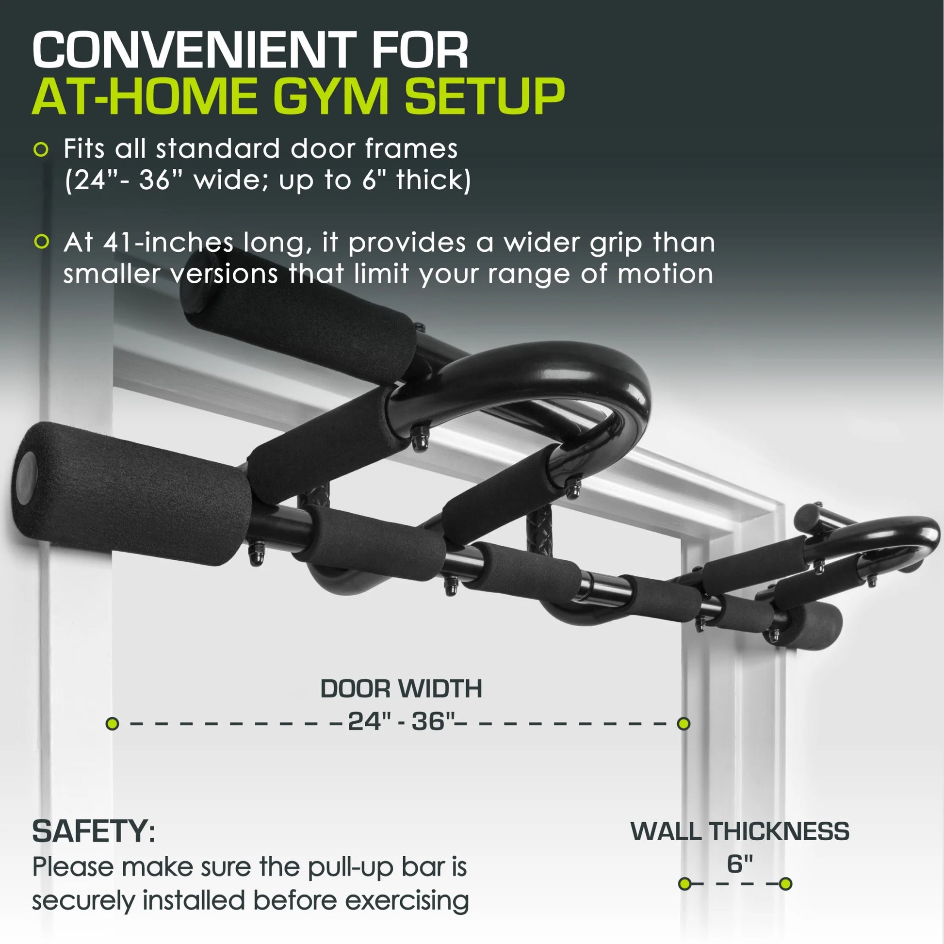 Multi-Grip Chin-Up/Pull-Up Bar, Heavy Duty Doorway Trainer