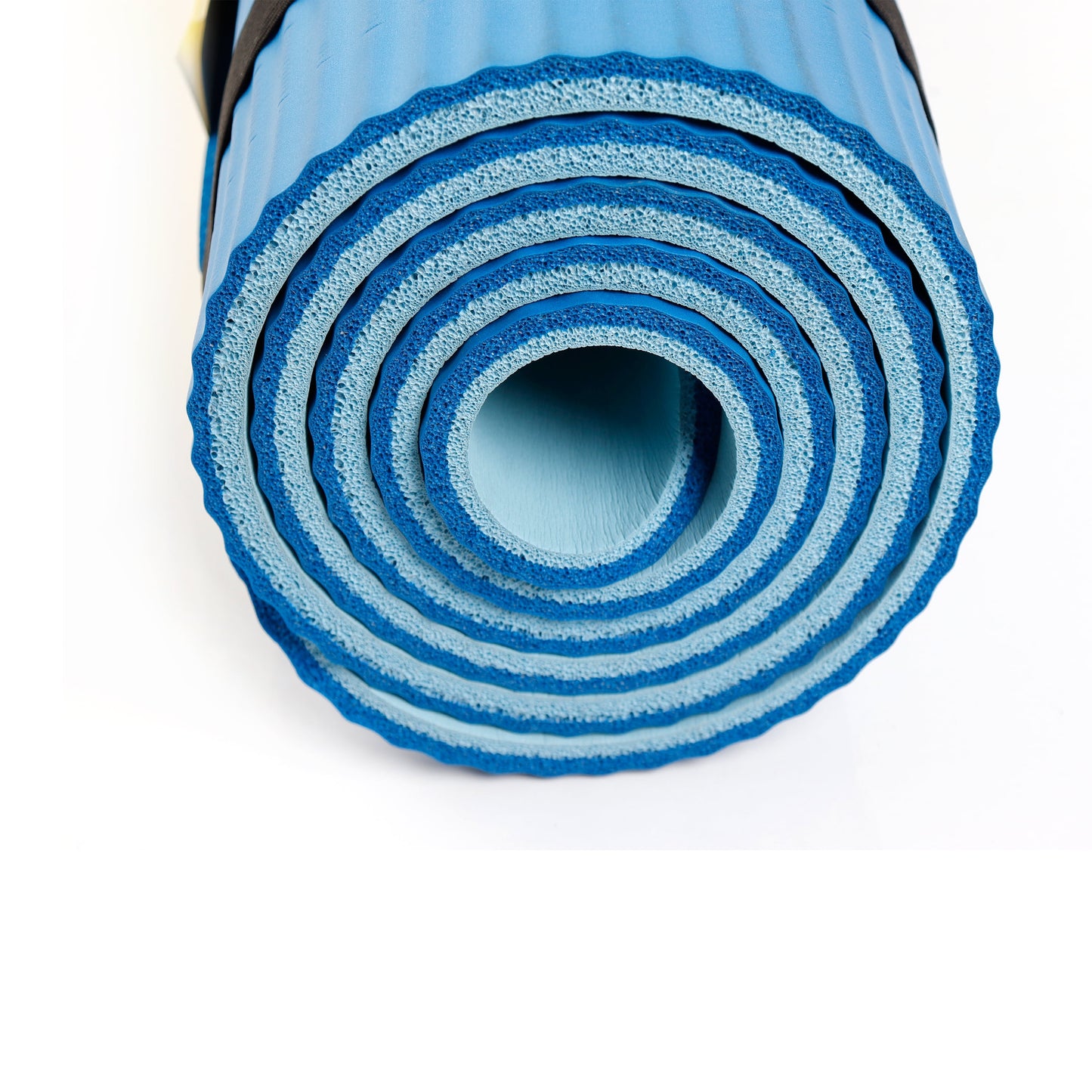 Two Tone Fitness Mat, 10Mm, 72Inx24In, Blue Color, NBR Foam, with Carry Strap